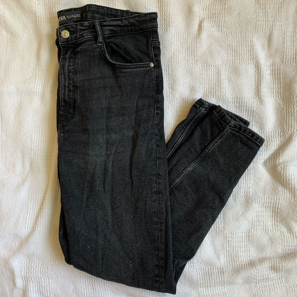 ZARA high waisted black washed jeans